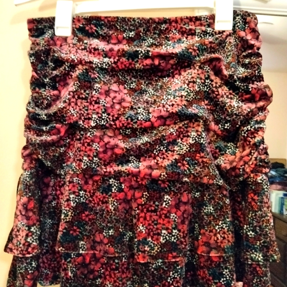 So ruched velvet mini shirt, Size XL, SO brand